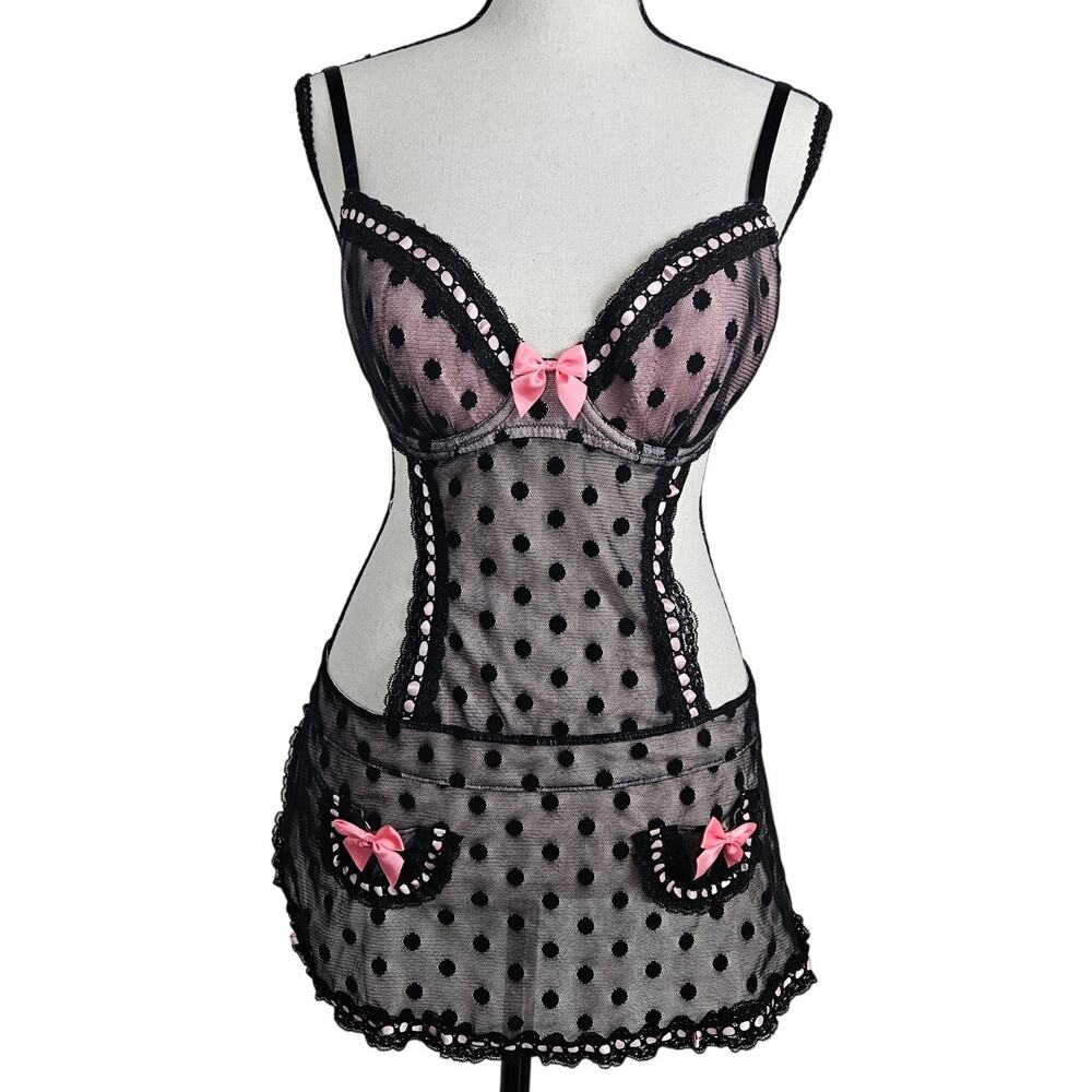 Victoria's Secret Sexy Little Things Pink French Maid Apron Baby Doll Sz 34D NWT